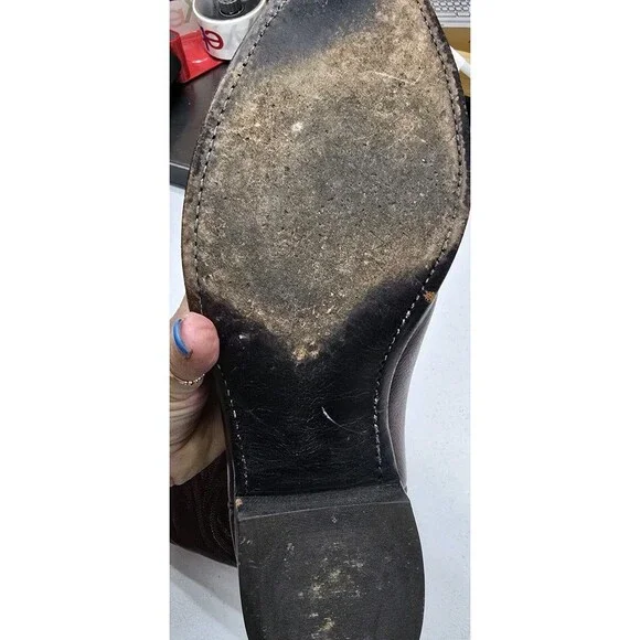 Vintage J. Chisholm Cowboy Western Boots Black Cherry Mens 12 EE 11220 USA Made - Picture 9 of 16